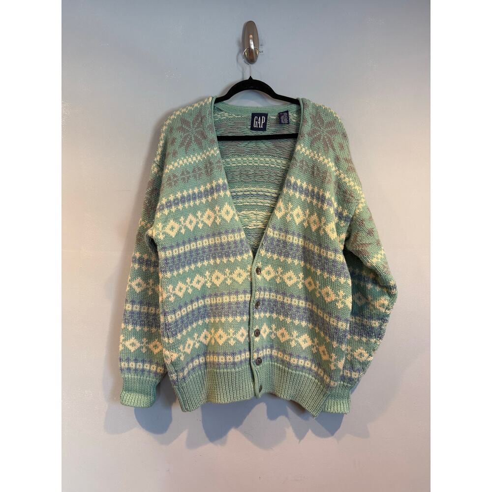 Vintage GAP 100% Wool Fair Isle Cardigan